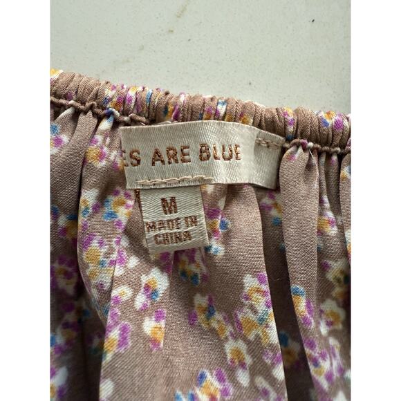 Roses Are Blue Peasant Dress Smocked Size M Long Sleeve Floral Mini Boho New - Picture 6 of 11